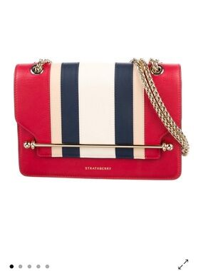 Strathberry Red, Navy & Cream Leather Shoulder Bag